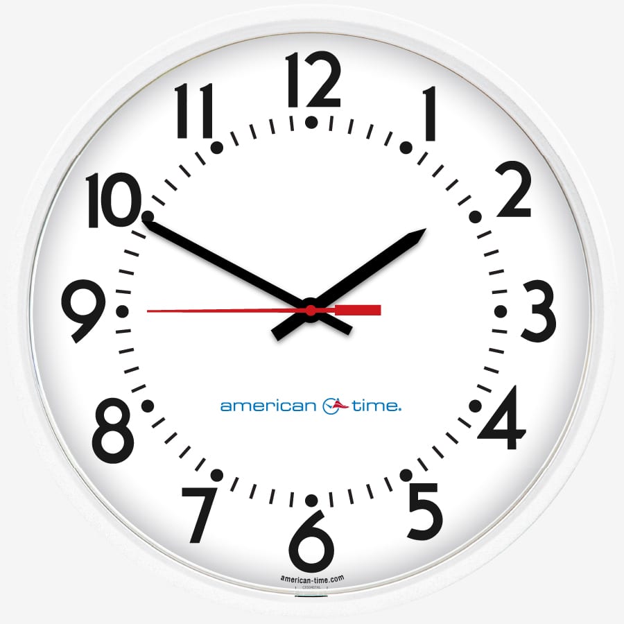American Time & Signal - E56WAAV304 - 12'' AllSet Auto Daylight Saving Time 110-VAC Round Wall Clock (White Plastic, Dial 04)