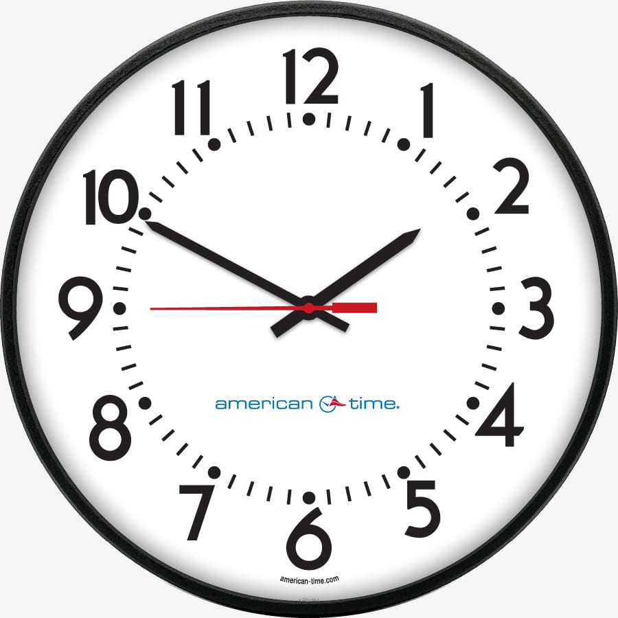 15'' AllSet Auto Daylight Saving Time 110-VAC Round Wall Clock (Black  Steel, Dial 04)