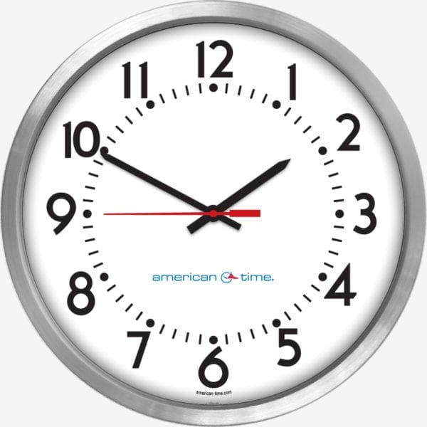 12'' AllSet Auto Daylight Saving Time 110-VAC Round Wall Clock (Black  Steel, Dial 04)