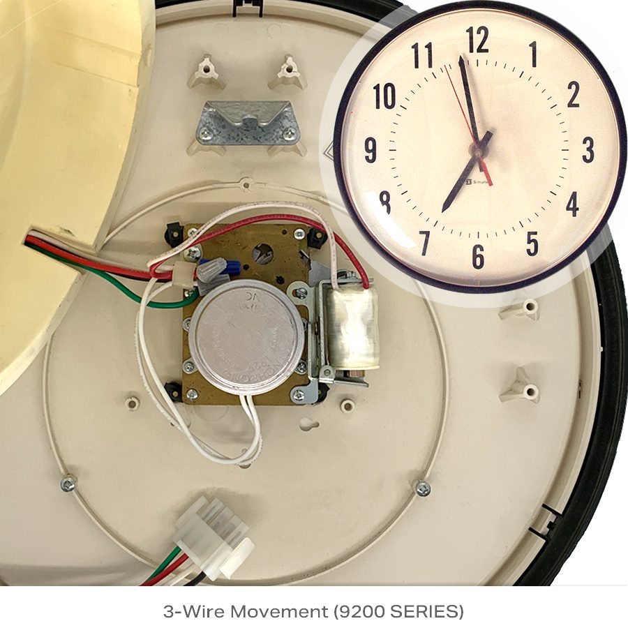 Back of a Simplex 9200 series clock showing clock movement